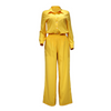 Women Fashion Elegant Solid Color Shirt Loose Wide Leg Pants Two-Piece Set