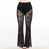 Women'S Fashion Sexy Mesh Lace See-Through Flared Pants