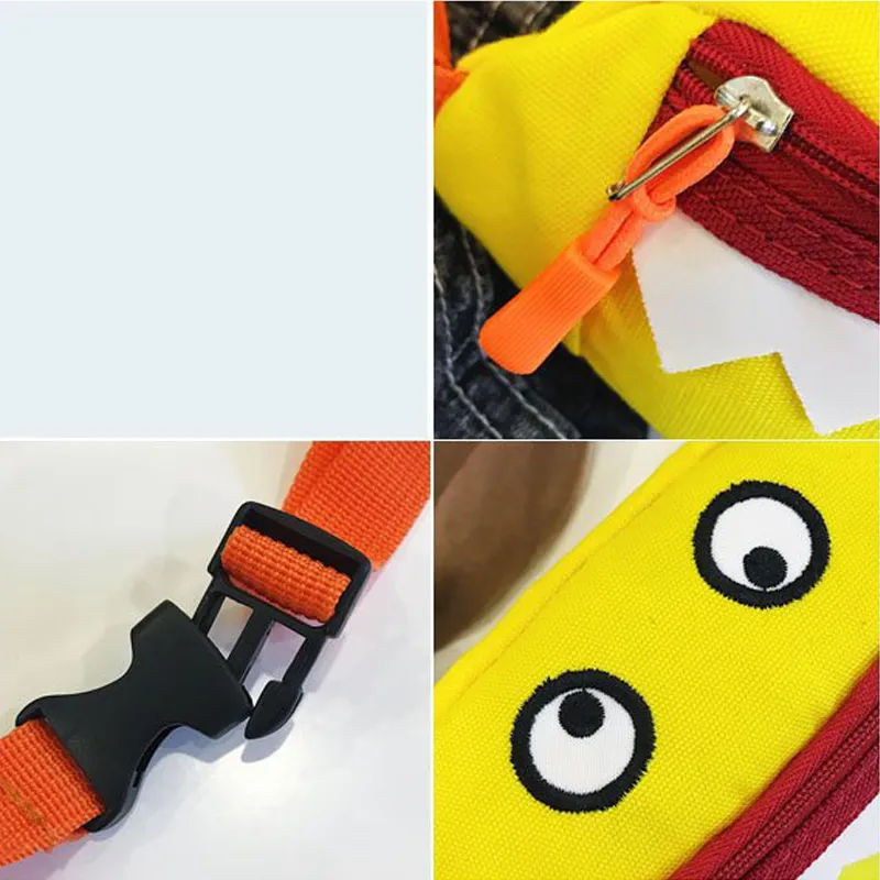 Kids Casual Cute Cartoon Funny Face Pattern Color Blocking Waist Bag