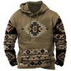 Men Vintage Casual Ethnic Style Basic 3D Print Plus Size Long Sleeve Hoodies