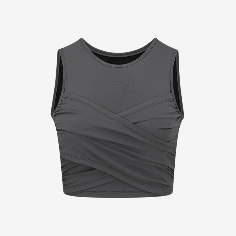 Women Sports Fitness Running Vest Breathable Short Sleeveless Top Yoga Clothes
