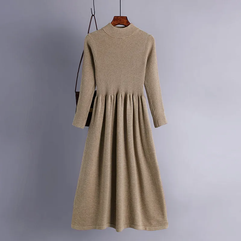 (Buy 1 Get 1) Women Casual Autumn And Winter Solid Color Long Sleeve Knitted Dress