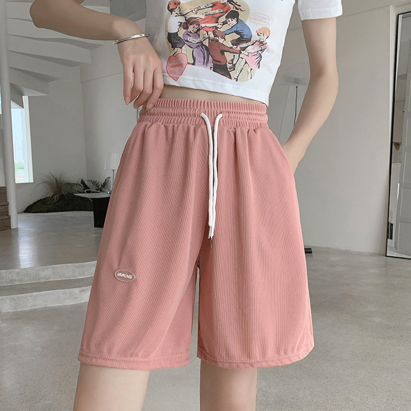 2 Pieces Women Casual Athleisure Wide Leg Loose Drawstring Sports Shorts