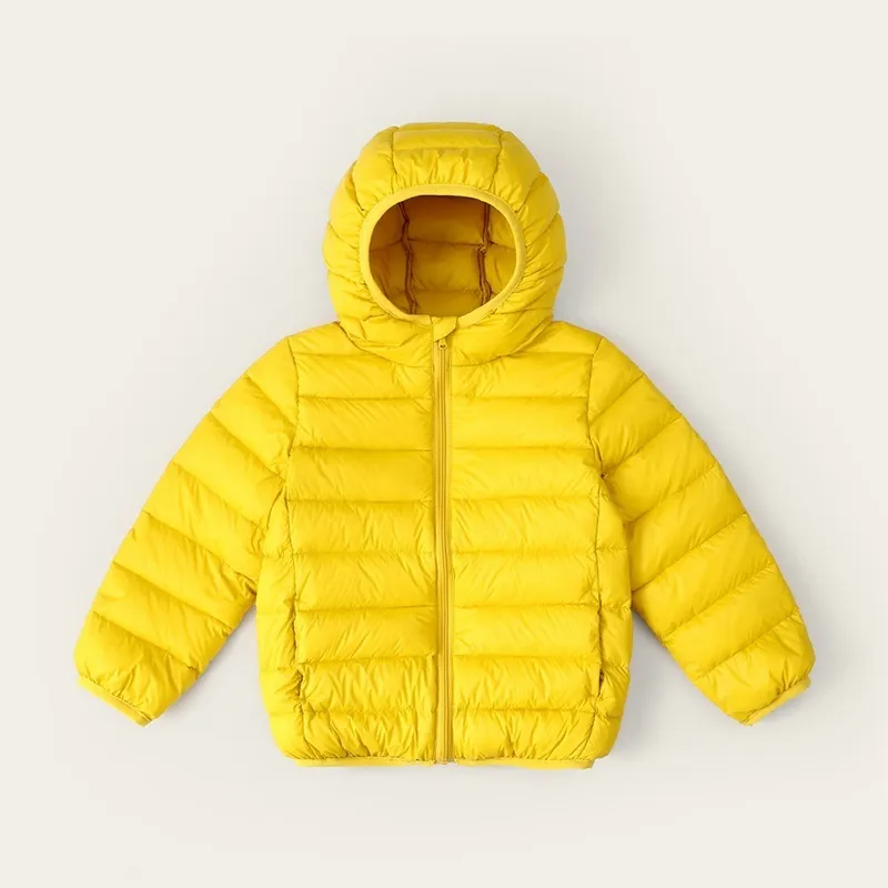 Kids Simple Solid Color Long Sleeve Hooded Warm Down Jacket