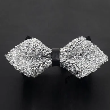 (Buy 1 Get 1) Men'S Casual Fashion Rhinestone Exquisite Nightclub Solid Color Bow Tie