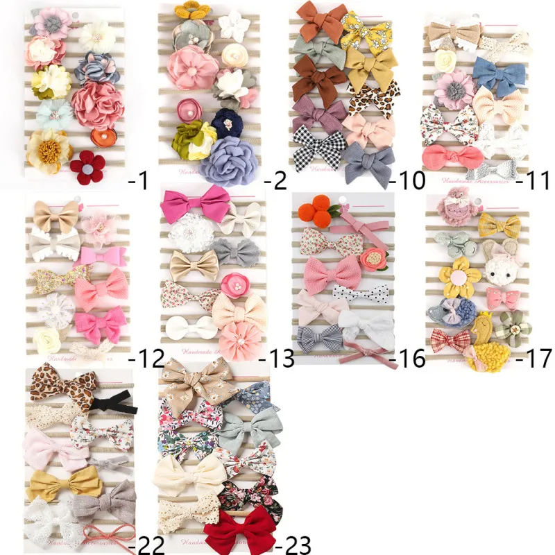 Kids Girls Sweet Cute Tiny Flower Plaid Bow Stripe Polka Dot Leopard Super Elastic Nylon Hair Accessories