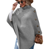 Autumn And Winter Women Fashion Button High Collar Irregular Sweater Shawl Coat