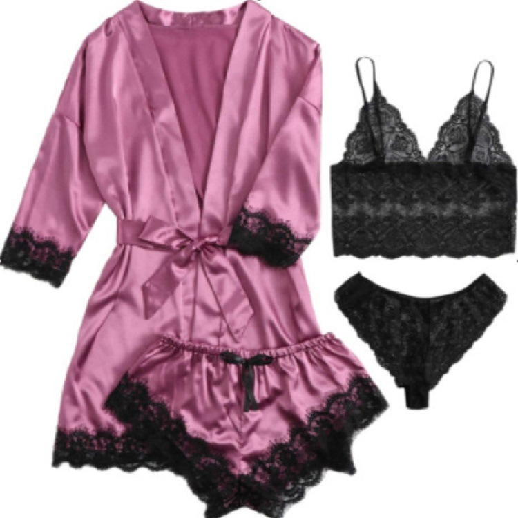 Women'S Sexy Suspender Pajamas Pajamas Four Piece Set