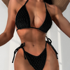 Women'S Sexy Three-Dimensional Creasing Fabric Bikini Swimsuit Two-Piece Set