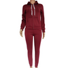 Women Casual Hooded Pocket Design Top And Solid Color Pants Two Piece Set