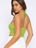 Women Fashion Sexy Rib-Knit Backless Sleeveless Solid Color Halter Top