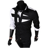 Men Fashion Contrast Color Splicing Lapel Slim Long Sleeve Shirt