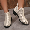 Women Fashion Simple Plus Size Hollow Out Mesh Back Zipper Roman Short Boots