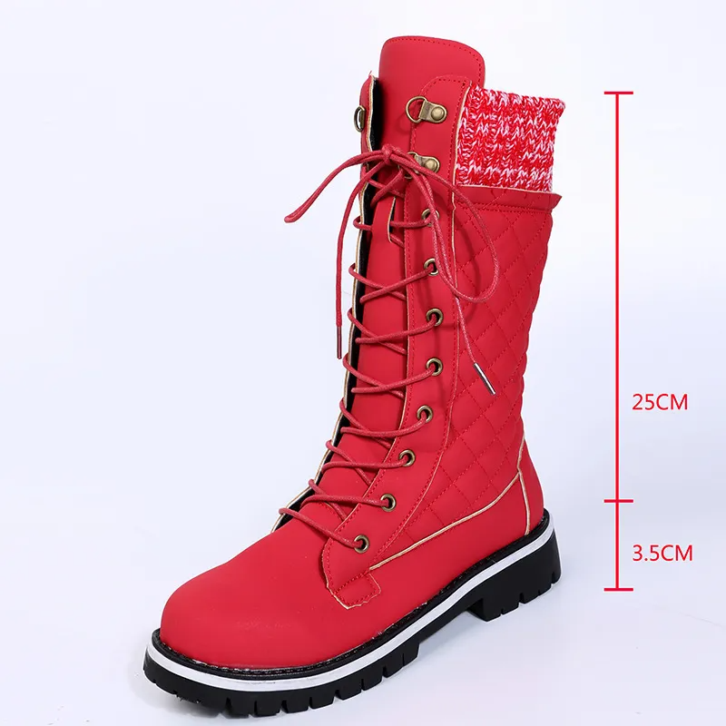 Women Fashion Round Toe Platform Mid-Calf Boots