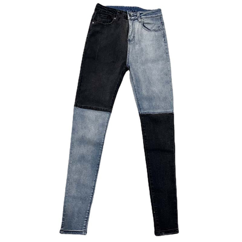 Women'S Fashion Casual Color Blocking Stitching Stretch Jeans