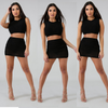 Women Athleisure Sexy Round Neck Solid Color Tank Top And Skirt Two-Piece Sports Set