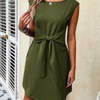 2 Pieces Fashion Women Elegant Round Neck Casual Solid Color Dress