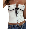 Women'S Fashion Edgy Color Blocking Lace-Up Cropped Tube Top