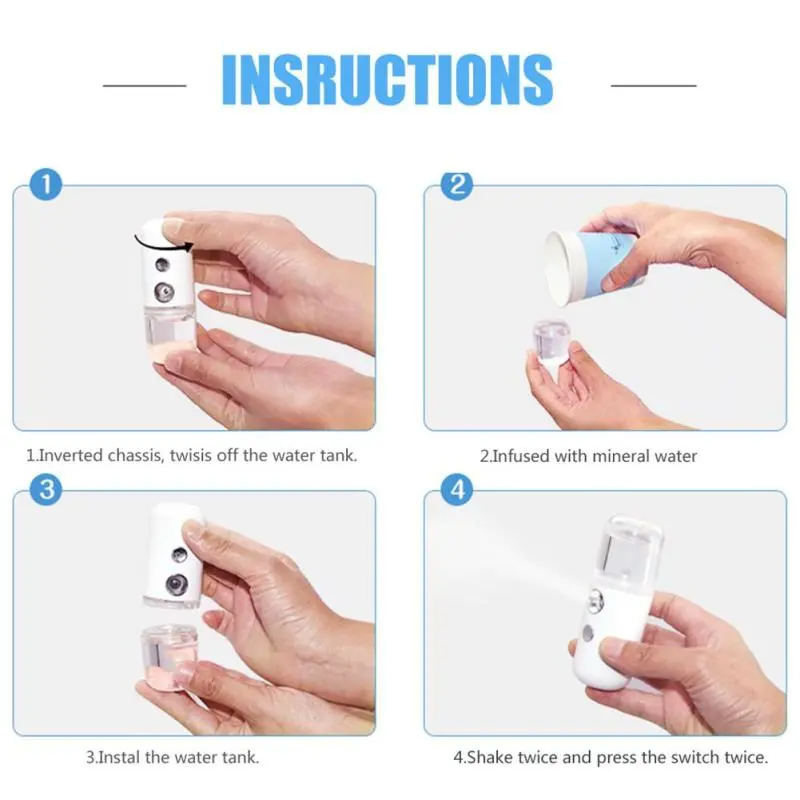 (Buy 1 Get 2) New Nano Face Mist Spray Facial Sprayer Moisturizing Humidifier USB Charge Steamer Beauty Skin Care Tool