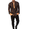 Men Casual Long Sleeve Lapel Stripe Printed Single-Breasted Shirt