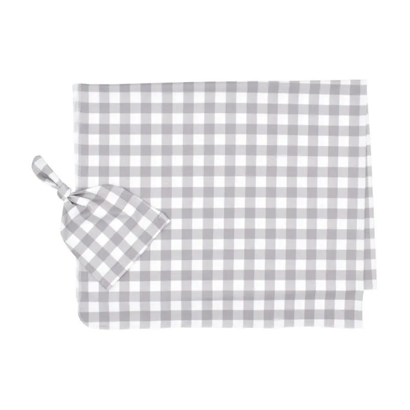 (Buy 1 Get 1) Newborn Plaid Wrapping Towel Knotted Tire Cap Set