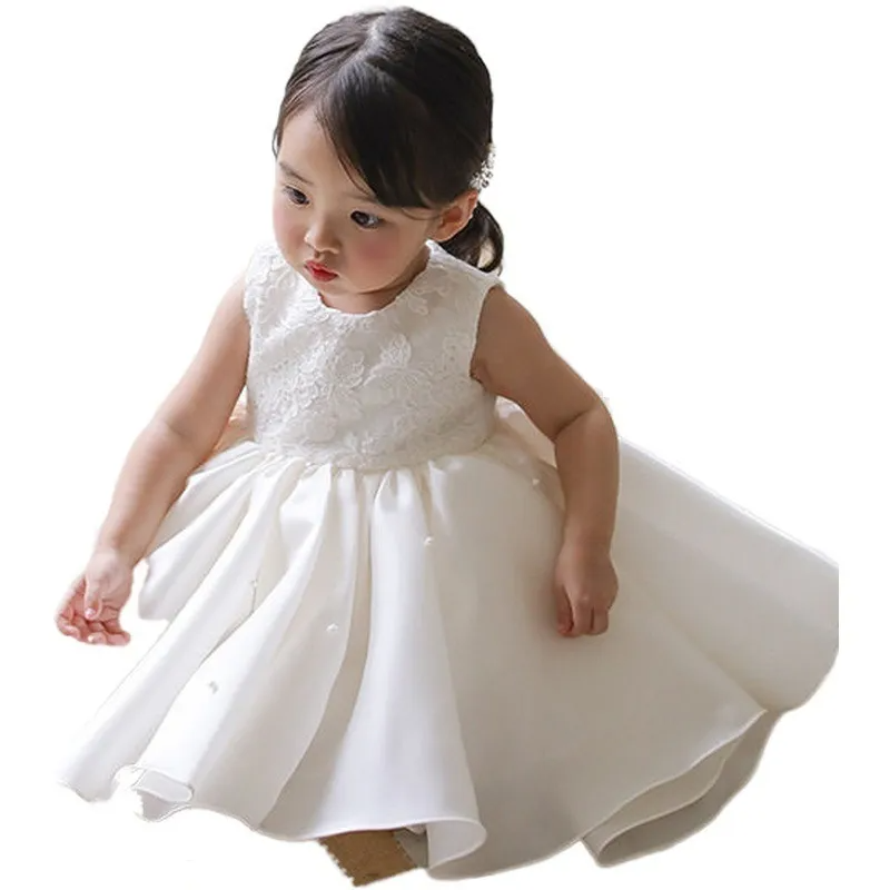 Kids Toddler Girls Fashion Party Cute Sweet Solid Color Bow Pleated Sleeveless Mesh Party Tutu Dress