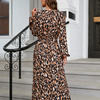 Ramadan /Eid Fashion Elegant Women V-Neck Slit Leopard Printed Dress