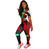 Women Multicolor Crop Top And TIght Leggings 2pcs/Set Sportswear