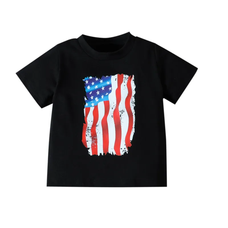 Children Kids Baby Fashion Girls Boys Short Sleeve Independence Day Print T-Shirt