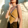 Summer Fashion Blocking Color Sexy Backless Irregular Knitted Women Vacation Camis