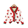 Children Kids Baby Fashion Girls Long Sleeve Strawberry Knitted Cardigan