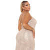 Women Fashion Sexy Oblique Shoulder Sleeveless Sequin High Cut Side Split Party Maxi Dress