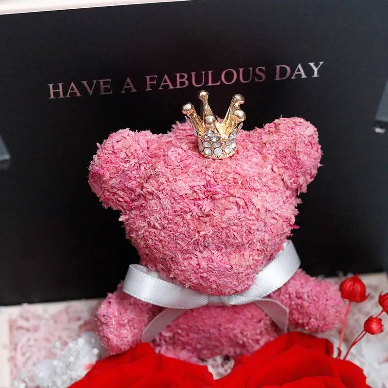 (Buy 1 Get 1) Valentine Day Cartoon Three Roses Bear Crown Jewelry Storage Box