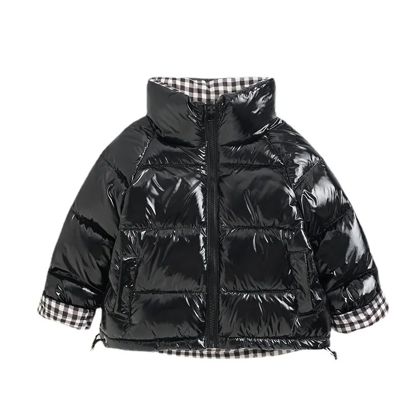 Kids Toddler Girls Boy Fashion Shiny Reversible Down Jacket