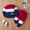 Kids Baby Boys Autumn Winter Fashion Casual Color Matching Letter Sweatshirts Long Sleeve Trousers Set