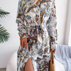 Women Ramadan /Eid Fashion Vintage Floral Print Lel Long Sleeve Dress