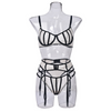 Women'S Mesh See-Through Stitching Sexy Lingerie Three-Piece Set