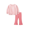 (Buy 1 Get 1) Kids Toddler Big Girls Autumn Winter Fashion Casual Simple Solid Color Letter Sweater Flare Trousers Set