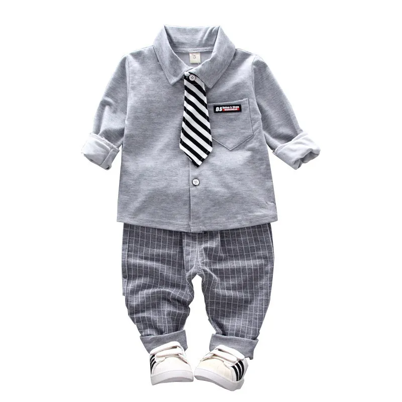 Kids Toddler Boy Fashion Long Sleeve Two Piece Bow Tie Shirt