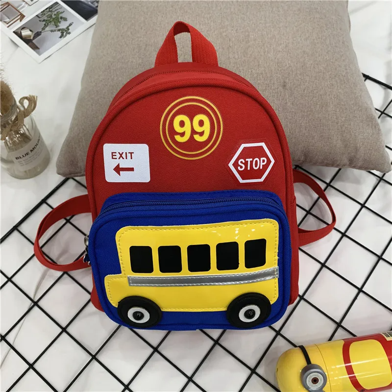 Children Kids Toddlers Fashion Girls Boys Cartoon Bus Pattern School Bag Backpack