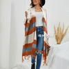 Autumn Winter Women Fashion Stripe Tassel Sweater Sweater Coat