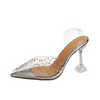 Women Fashion Sexy Rhinestone Decorative Pointed Toe Transparent High Heel Sandals