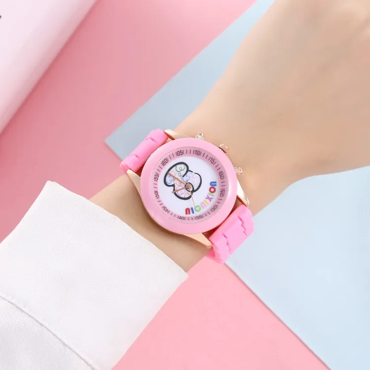 Kids Cute Silicone Band Candy Color Colorful Cartoon Bear Watch