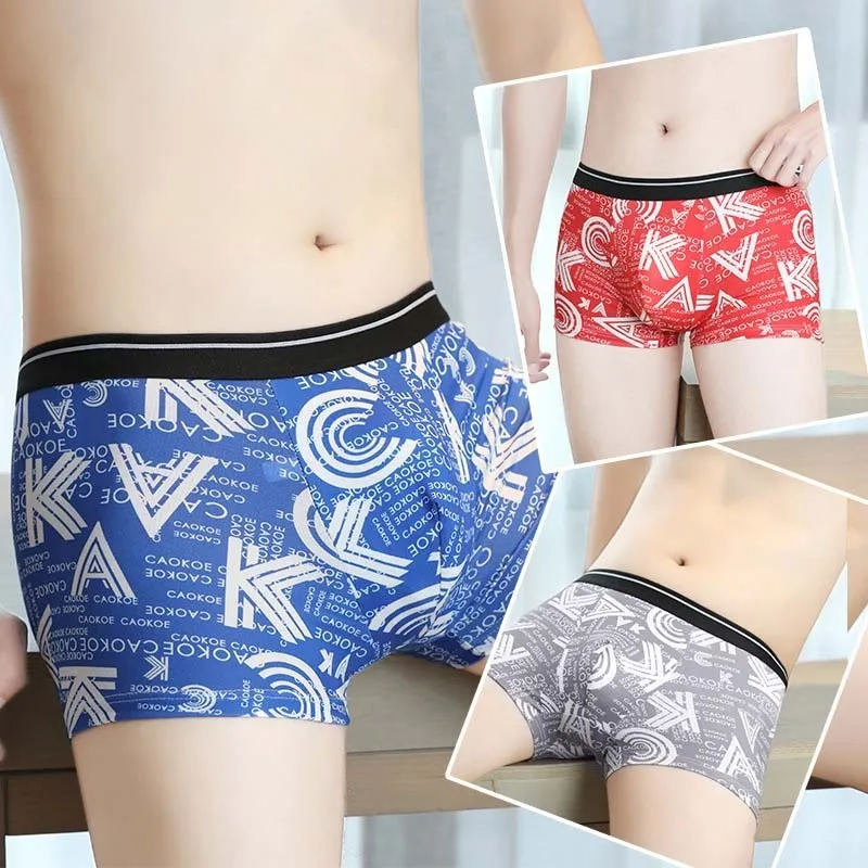 (Buy 1 Get 2) Men Fashion Casual Simple Letter Mid Waist Boxer Pants