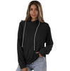 Autumn Women Drawstring Casual Solid Color Long Sleeve Sweatshirt