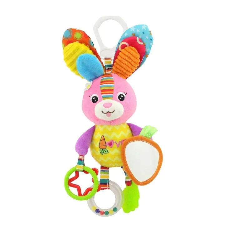 Cartoon Cute Baby Bed Pendant Animal Rattle With Teether Bb Ring Paper Plush Toy