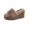 Autumn Winter Women Fashion Plush Warm Wedge Heel Home Slippers