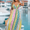 Women Fashion Casual Printed Backless Sling Maxi Dress