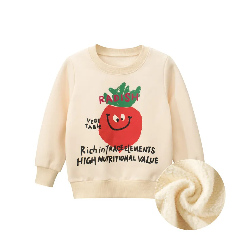 Children Kids Baby Fashion Girls Boys Long Sleeve Tomato Print Fleece Sweatshirt