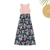 Fashion Summer Vacation Mother-Daughter Floral Print Casual Loose Maxi Dress